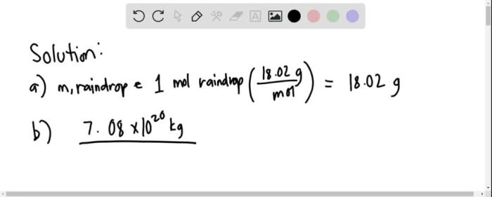 A raindrop has a mass of 50.mg