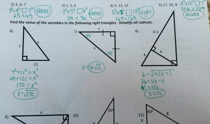 Solving right triangles answer key