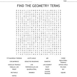 Geometry vocabulary word search puzzle answer key