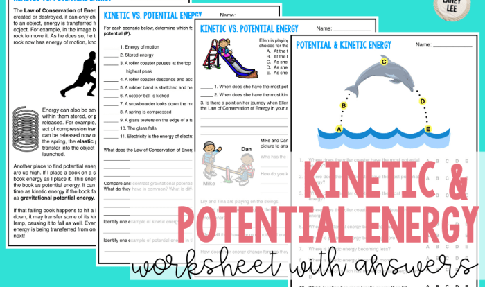 Potential and kinetic energy worksheet with answers